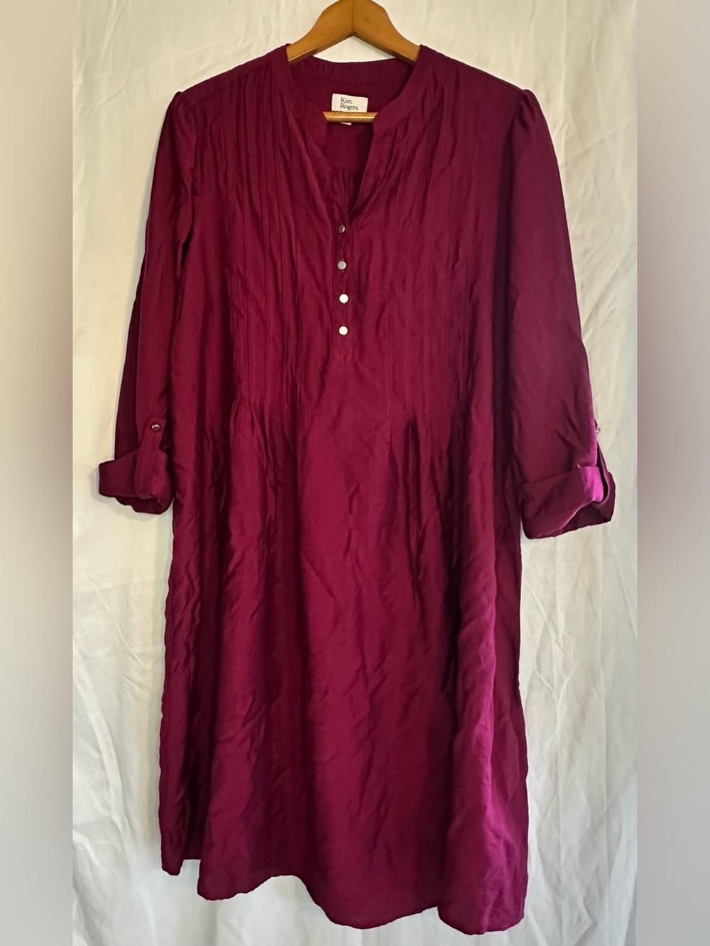Kim Rogers Women’s Purple 3/4 Rolled Sleeve Knee Length Dress size Large